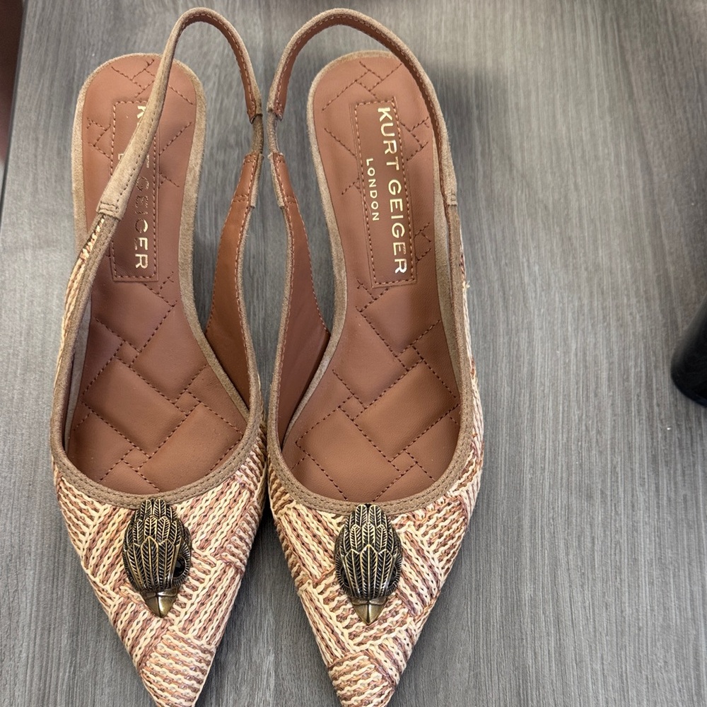 Kurt Geiger Beige Textured Slingback Heels